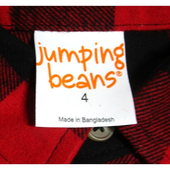 Jumping Beans Boy's Flannel Button Down Shirt Size 4 Red Buffalo Plaid Pattern - Picture 5 of 7